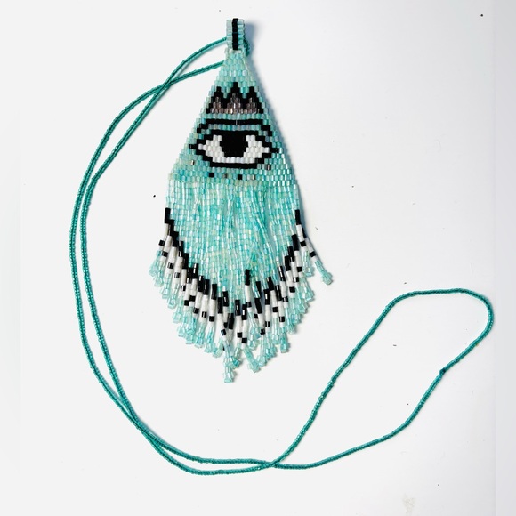 Jewelry - Triangle Evil Eye Seedbead Statement Necklace